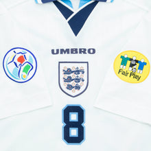 Load image into Gallery viewer, 1995 1997 England Gascoigne 8 Home Football Shirt Size XL Euro 1996 Genuine Original