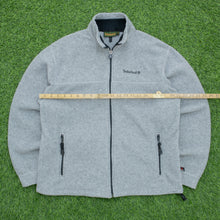 Load image into Gallery viewer, Timberland Polartec Small Spell Out Embroidered Zip Up Grey Fleece Jacket - S