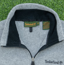 Load image into Gallery viewer, Timberland Polartec Small Spell Out Embroidered Zip Up Grey Fleece Jacket - S