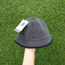 Load image into Gallery viewer, (2000) BNWT Adidas Embroidered Double Sided Logo Terry Grey Black Bucket Hat - One Size (S)