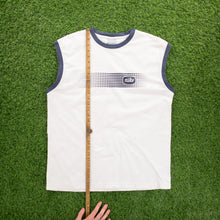 Load image into Gallery viewer, (2006) Nike Spell Out Graphic Embroidered White Navy Sleeveless Vest Tank Top - L/XL