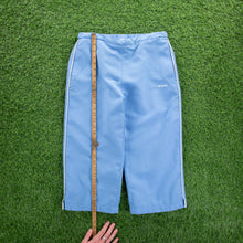 Load image into Gallery viewer, Women’s Reebok Small Spell Out Embroidered Pocket Piping Light Blue 3/4 Length Shorts - M (10-12)