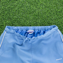 Load image into Gallery viewer, Women’s Reebok Small Spell Out Embroidered Pocket Piping Light Blue 3/4 Length Shorts - M (10-12)