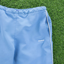 Load image into Gallery viewer, Women’s Reebok Small Spell Out Embroidered Pocket Piping Light Blue 3/4 Length Shorts - M (10-12)