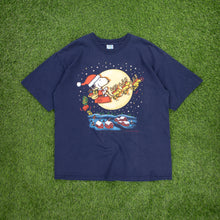 Load image into Gallery viewer, Snoopy Woodstock Peanuts Santas Slay Christmas Graphic Navy T-Shirt - L/XL