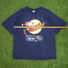Load image into Gallery viewer, Snoopy Woodstock Peanuts Santas Slay Christmas Graphic Navy T-Shirt - L/XL