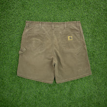 Load image into Gallery viewer, Carhartt Carpenter Workwear Canvas Medium Wash Denim Brown Jort Shorts - 40”