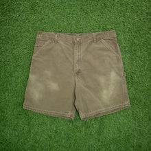 Load image into Gallery viewer, Carhartt Carpenter Workwear Canvas Medium Wash Denim Brown Jort Shorts - 40”