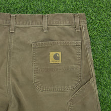 Load image into Gallery viewer, Carhartt Carpenter Workwear Canvas Medium Wash Denim Brown Jort Shorts - 40”