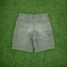 Load image into Gallery viewer, Carhartt Carpenter Workwear Medium Wash Denim Green Jort Shorts - 32”