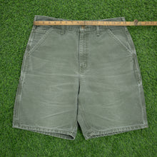 Load image into Gallery viewer, Carhartt Carpenter Workwear Medium Wash Denim Green Jort Shorts - 32”