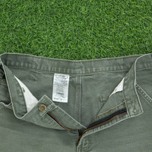 Load image into Gallery viewer, Carhartt Carpenter Workwear Medium Wash Denim Green Jort Shorts - 32”