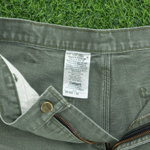 Load image into Gallery viewer, Carhartt Carpenter Workwear Medium Wash Denim Green Jort Shorts - 32”