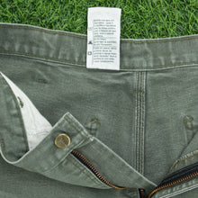 Load image into Gallery viewer, Carhartt Carpenter Workwear Medium Wash Denim Green Jort Shorts - 32”