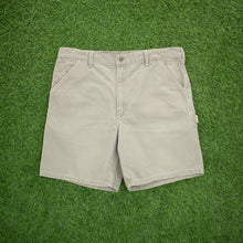 Load image into Gallery viewer, Carhartt Carpenter Workwear Canvas Light Wash Denim Beige Jort Shorts - 38”
