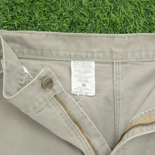 Load image into Gallery viewer, Carhartt Carpenter Workwear Canvas Light Wash Denim Beige Jort Shorts - 38”