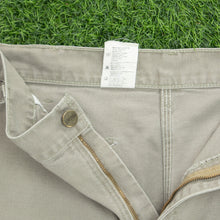 Load image into Gallery viewer, Carhartt Carpenter Workwear Canvas Light Wash Denim Beige Jort Shorts - 38”