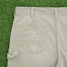 Load image into Gallery viewer, Carhartt Carpenter Workwear Canvas Light Wash Denim Beige Jort Shorts - 38”