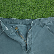 Load image into Gallery viewer, Carhartt Carpenter Workwear Medium Wash Denim Teal Jort Shorts - 32”
