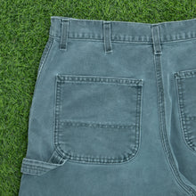 Load image into Gallery viewer, Carhartt Carpenter Workwear Medium Wash Denim Teal Jort Shorts - 32”