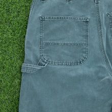 Load image into Gallery viewer, Carhartt Carpenter Workwear Medium Wash Denim Teal Jort Shorts - 32”