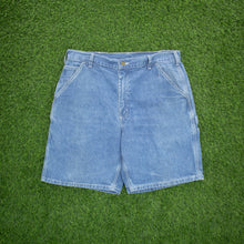 Load image into Gallery viewer, Carhartt Carpenter Workwear Medium Wash Denim Blue Jort Shorts - 36”