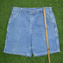 Load image into Gallery viewer, Carhartt Carpenter Workwear Medium Wash Denim Blue Jort Shorts - 36”
