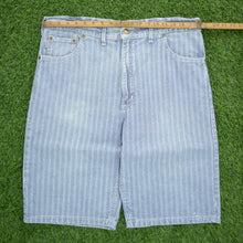 Load image into Gallery viewer, Carhartt Workwear Mernard Striped Light Wash Denim Light Blue Jort Shorts - 38”