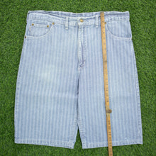 Load image into Gallery viewer, Carhartt Workwear Mernard Striped Light Wash Denim Light Blue Jort Shorts - 38”