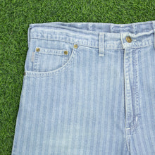 Load image into Gallery viewer, Carhartt Workwear Mernard Striped Light Wash Denim Light Blue Jort Shorts - 38”
