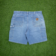 Load image into Gallery viewer, Carhartt Carpenter Workwear Medium Wash Denim Blue Jort Shorts - 38”