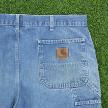 Load image into Gallery viewer, Carhartt Carpenter Workwear Medium Wash Denim Blue Jort Shorts - 38”