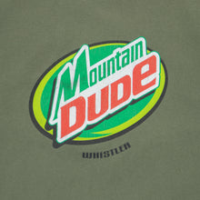 Load image into Gallery viewer, Mountain Dude Whistler Parody Beverage Logo Graphic T-Shirt - M
