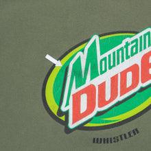 Load image into Gallery viewer, Mountain Dude Whistler Parody Beverage Logo Graphic T-Shirt - M