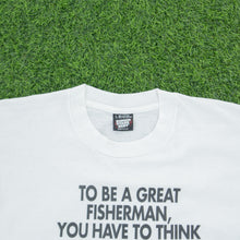 Load image into Gallery viewer, (1993) Drink Like A Fish Rein Designs ‘To Be A Great Fisherman You Have To Think Like A Fish, Or, Is It Drink Like A Fish?’ Screen Stars Joke Graphic Single Stitch T-Shirt - M/L