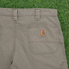 Load image into Gallery viewer, Carhartt Carpenter Workwear Canvas Khaki Green Shorts - 38”
