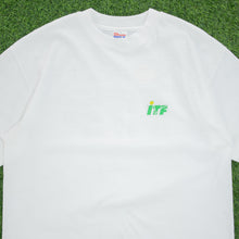 Load image into Gallery viewer, ITF International Tennis Federation Logo Double Sided Graphic Deadstock Hanes Single Stitch T-Shirt - XL