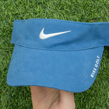 Load image into Gallery viewer, 2008 Nike Golf Swoosh Spell Out Embroidered Two Tone Blue Visor Cap - One Size (S/M)