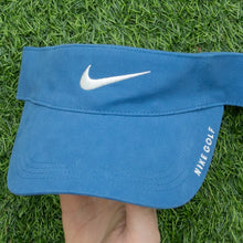 Load image into Gallery viewer, 2008 Nike Golf Swoosh Spell Out Embroidered Two Tone Blue Visor Cap - One Size (S/M)