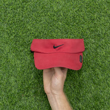 Load image into Gallery viewer, 2003 Nike Dri-Fit Small Swoosh Embroidered Two Tone Red Elastic Fitted Visor Cap - One Size