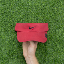 Load image into Gallery viewer, 2003 Nike Dri-Fit Small Swoosh Embroidered Two Tone Red Elastic Fitted Visor Cap - One Size