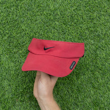 Load image into Gallery viewer, 2003 Nike Dri-Fit Small Swoosh Embroidered Two Tone Red Elastic Fitted Visor Cap - One Size