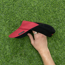 Load image into Gallery viewer, 2003 Nike Dri-Fit Small Swoosh Embroidered Two Tone Red Elastic Fitted Visor Cap - One Size