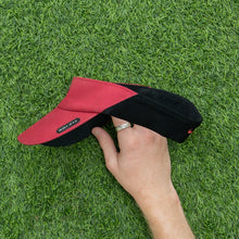 Load image into Gallery viewer, 2003 Nike Dri-Fit Small Swoosh Embroidered Two Tone Red Elastic Fitted Visor Cap - One Size