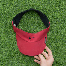Load image into Gallery viewer, 2003 Nike Dri-Fit Small Swoosh Embroidered Two Tone Red Elastic Fitted Visor Cap - One Size