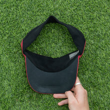 Load image into Gallery viewer, 2003 Nike Dri-Fit Small Swoosh Embroidered Two Tone Red Elastic Fitted Visor Cap - One Size