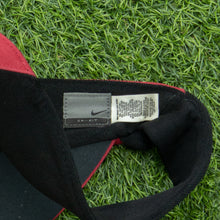 Load image into Gallery viewer, 2003 Nike Dri-Fit Small Swoosh Embroidered Two Tone Red Elastic Fitted Visor Cap - One Size