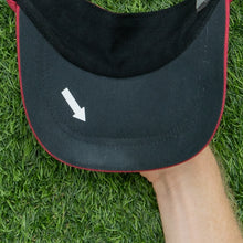 Load image into Gallery viewer, 2003 Nike Dri-Fit Small Swoosh Embroidered Two Tone Red Elastic Fitted Visor Cap - One Size