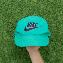 Load image into Gallery viewer, 1993 Nike 3D Swoosh Logo Embroidered Turquoise Green Purple Nylon SnapBack Cap - One Size