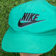 Load image into Gallery viewer, 1993 Nike 3D Swoosh Logo Embroidered Turquoise Green Purple Nylon SnapBack Cap - One Size